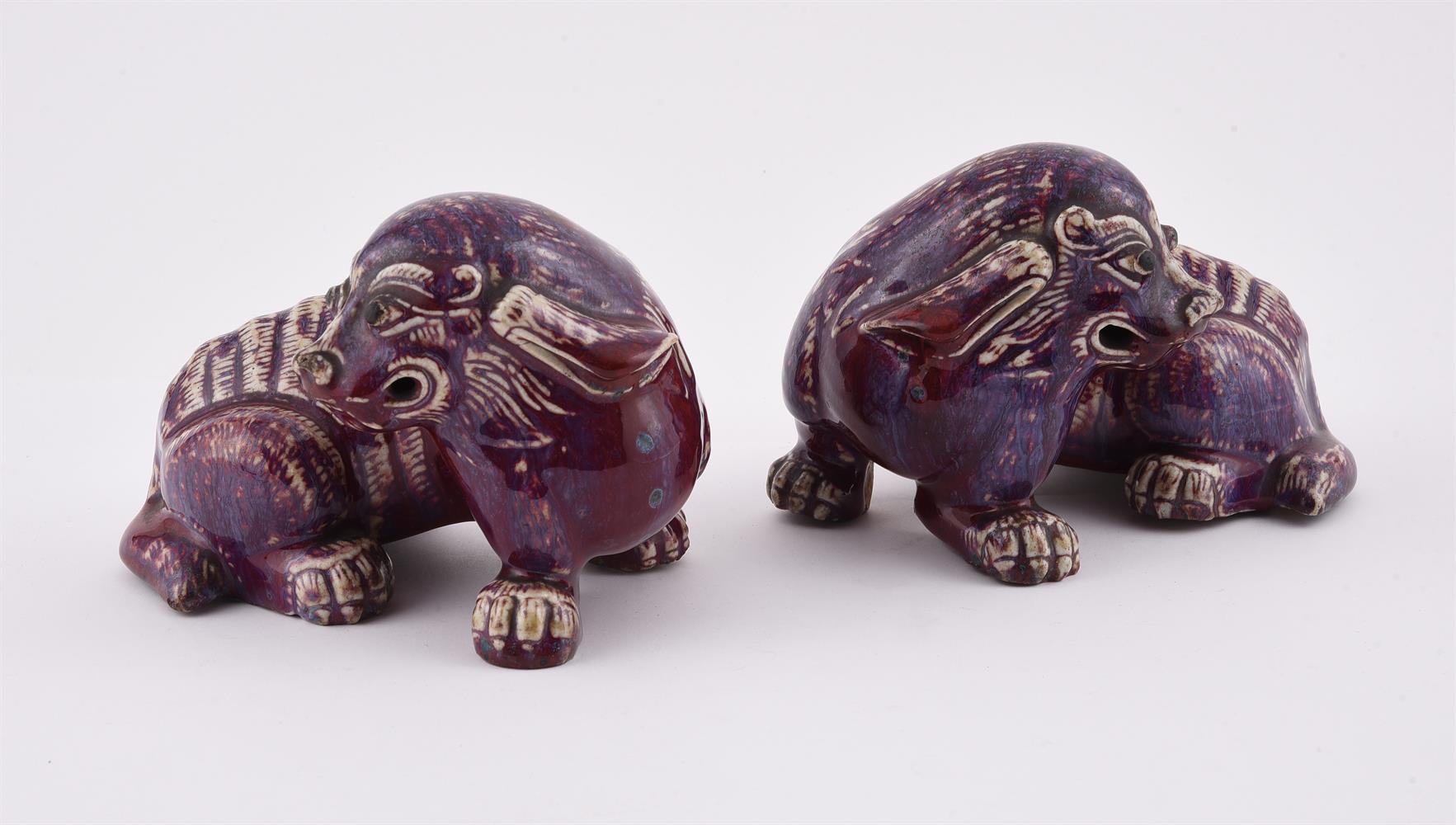 A pair of Chinese flambe models of Buddhist lions - Image 3 of 5