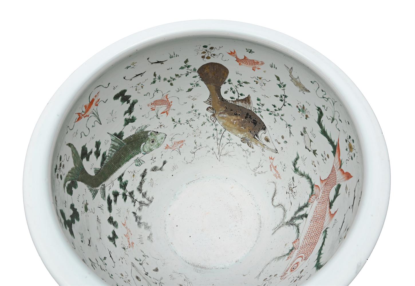 A very large Chinese powder-blue ground and gilt fish bowl - Image 3 of 6