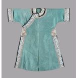 A Chinese soft incense-green summer silk gauze Manchu women's informal robe