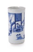 A Chinese blue and white brush pot