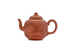 A Chinese inscribed yixing teapot