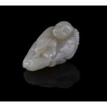 A Chinese pale celadon jade 'Boy' pendant