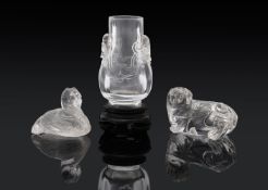 Three Chinese rock crystal carvings