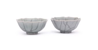 Two Chinese Ge-type foliate bowls