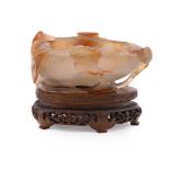A Chinese carved agate water pot