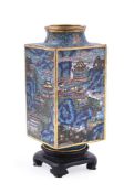 A Chinese cloisonne square vase