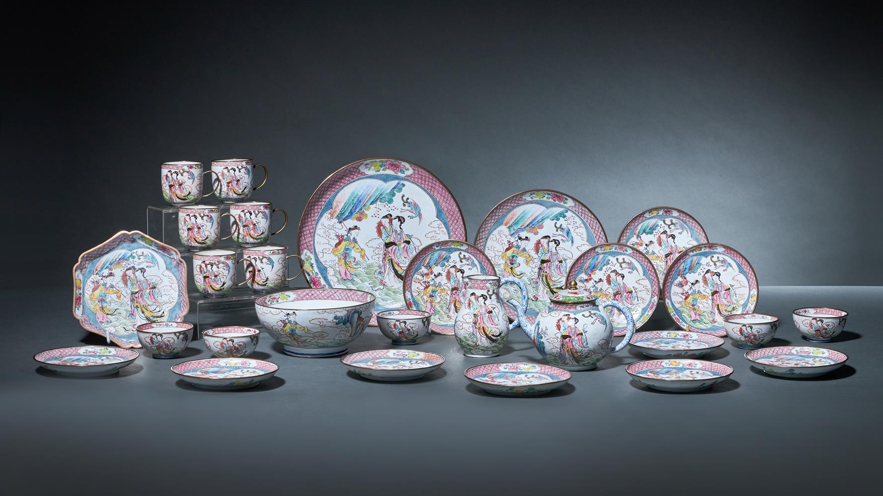 A rare Chinese Famille Rose Canton enamel tea service