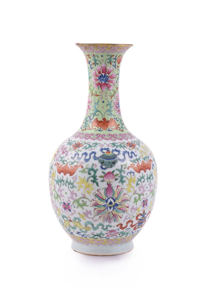 A Chinese Famille Rose 'Eight Buddhist Emblems' vase