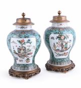 A pair of Chinese famille verte baluster vases