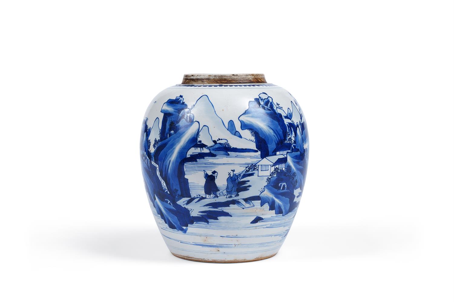 A large Chinese blue and white ginger jar