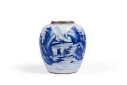 A large Chinese blue and white ginger jar