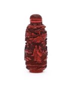 A Chinese cinnabar lacquer snuff bottle and cover