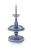 A Chinese blue and white candle holder