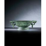 A Chinese spinach jade censer