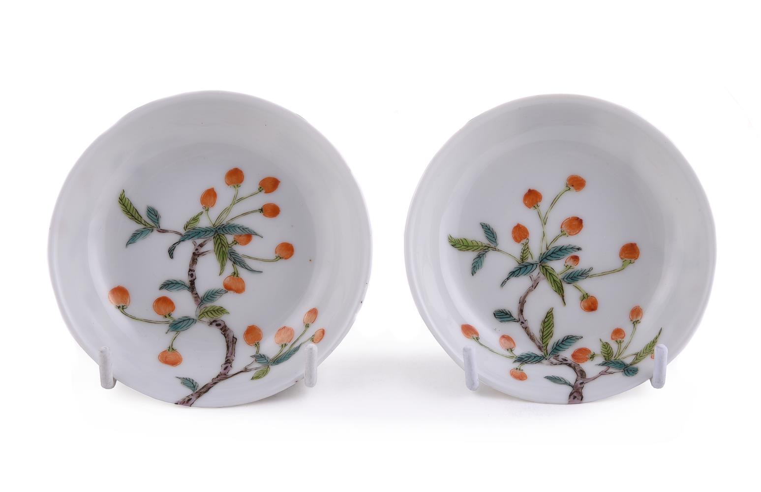 A pair of Chinese famille verte saucers