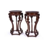 A pair of Chinese hongmu and burr wood stands