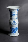 A Chinese blue and white gu-form vase