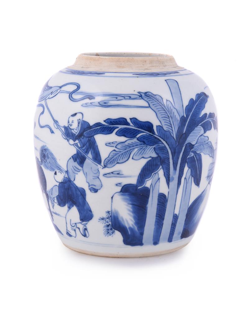 A Chinese blue and white 'Boys' ginger jar - Image 3 of 4