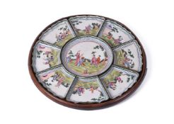 A Chinese canton enamel sweetmeat set and tray