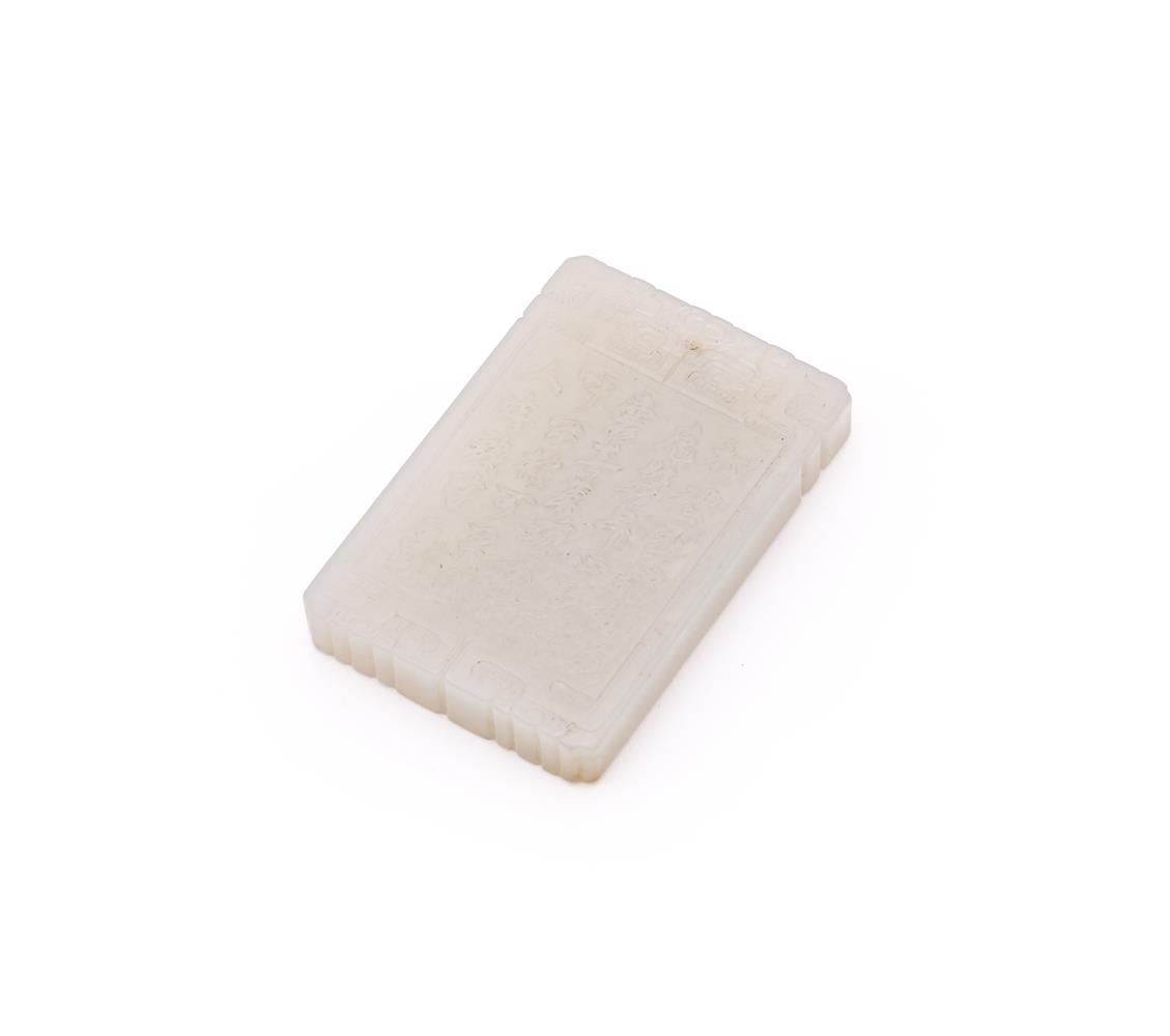 A small Chinese white jade rectangular plaque - Image 4 of 4