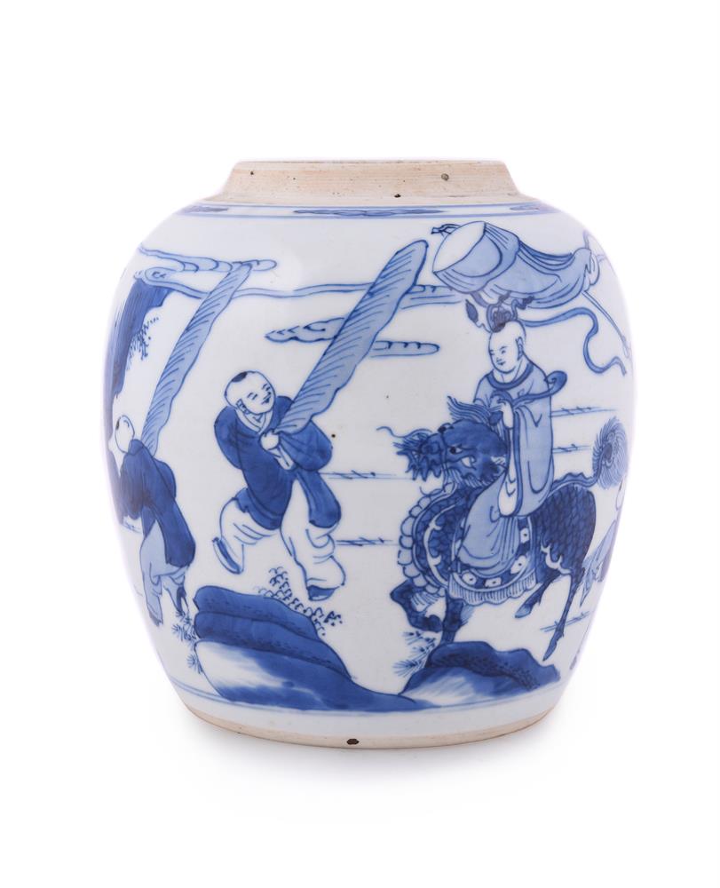 A Chinese blue and white 'Boys' ginger jar