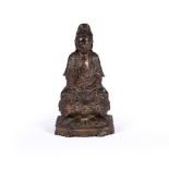 A Chinese lacquered camphor wood guanyin