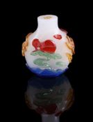 A Chinese multi-colour overlay glass snuff bottle