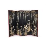 A Four-Fold Japanese Embroidered Screen