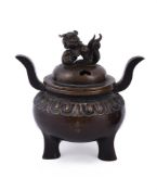 A Japanese bronze censer with cover