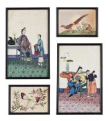 A set of four Chinese Export paintings of court figures and attendants