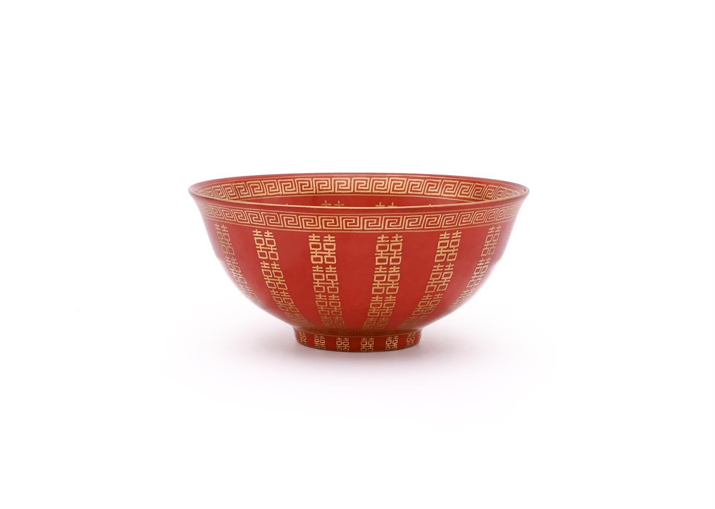 A Chinese iron red and gilt 'Marriage' bowl