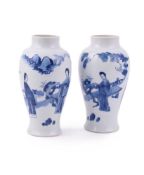 A pair of Chinese blue and white vases