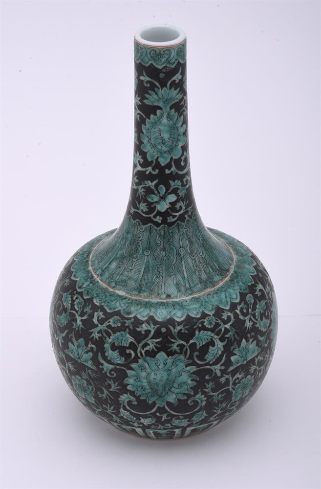 A Chinese green and black glazed bottle vase - Image 2 of 4