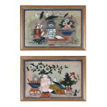 A pair of Chinese reverse glass paintings