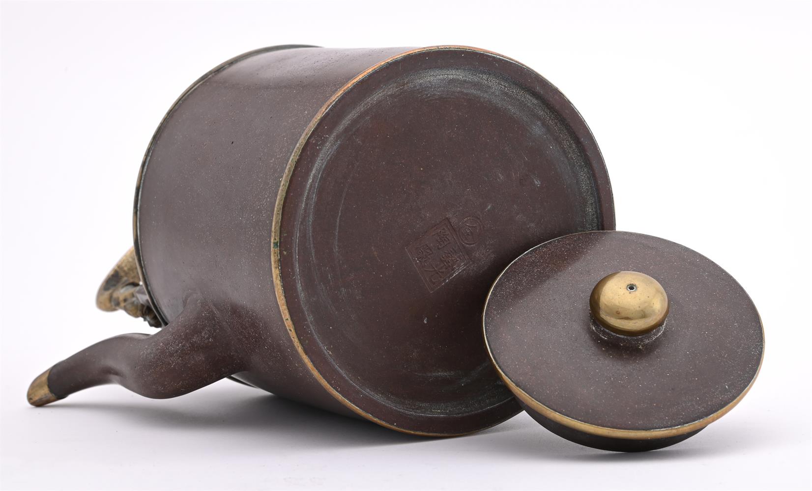 A Chinese yixing teapot with brass fitting - Image 2 of 3