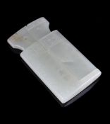 A Chinese pale celadon jade rectangular fitting