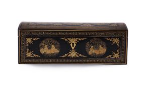 A Chinese Export lacquer gold painted casket