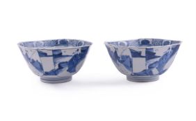 A pair of Chinese blue and white bowls