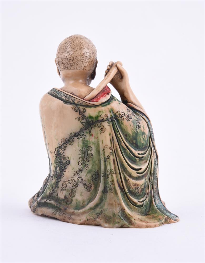 A Chinese soapstone figure of a luohan - Image 3 of 5