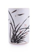 A Chinese grisaille 'Orchids' brush pot