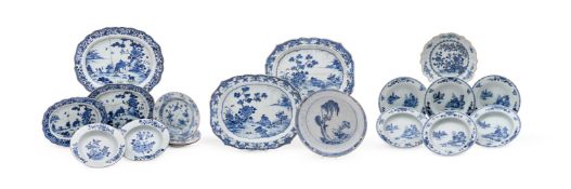 Six Chinese blue and white soup bowls