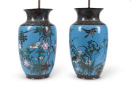 A large pair of Japanese Cloisonné vases