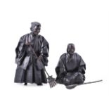 Two Japanese Cast Bronze Figures representing actors