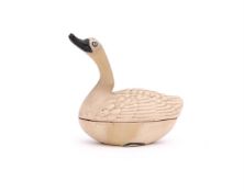 An amusing Japanese incense container in the form of a goose