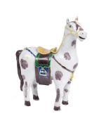 A Chinese porcelain model of a piebald horse