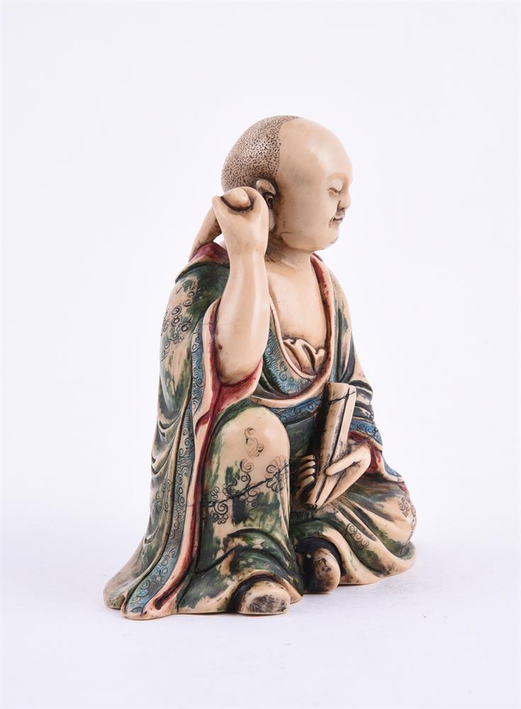 A Chinese soapstone figure of a luohan - Image 2 of 5