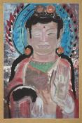 A Chinese watercolour painting of a buddha