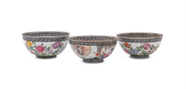 A group of three Chinese 'Egg shell' porcelain bowls