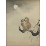 A Japanese silk painting of a monkey after Mori Sosen