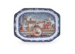 A very unusual Chinese Export rectangular serving dish